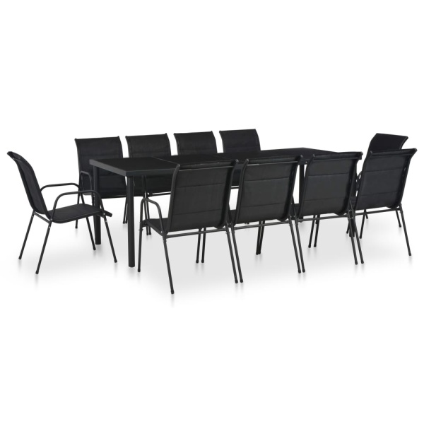 Set Mobilier De Exterior 11 Piese Negru Oțel 44707